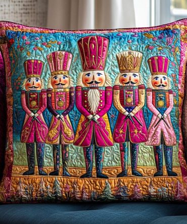 Enchanted Nutcracker Quilted Holiday Pillow Cover — Magical Ballet-Themed Throw Pillowcase For Festive Home Styling