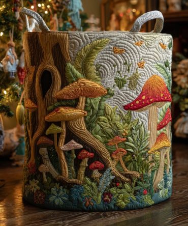Enchanted Path Quilted Laundry Hamper — Storybook Collapsible Fabric Basket For Kids' Rooms, Decorative & Practical Storage