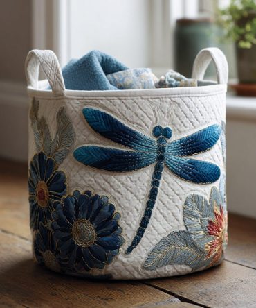 Enchanted Wings Quilted Linen Hamper - Foldable Washable Laundry Basket For Bedroom, Nursery & Bathroom, Stylish Home Organizer