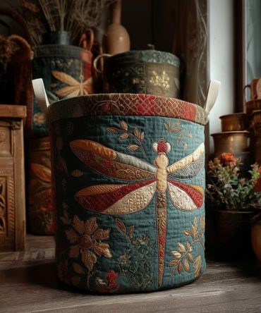 Enchanted Wings Quilted Laundry Hamper – Whimsical Wing Motif Fabric Basket, Collapsible & Washable Hamper With Handles For Decorative Storage