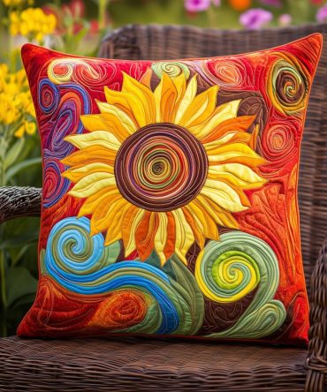 Charming Sunflower Quilted Pillowcase — Cute Floral Decorative Pillow Cover, Soft Hypoallergenic Fabric, Gift-Ready Packaging