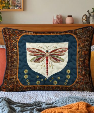Ethereal Dragonfly Quilted Pillow Cover - Delicate Dragonfly Print Decorative Sham For Light, Airy Bedrooms And Nurseries, Easy-Care Fabric