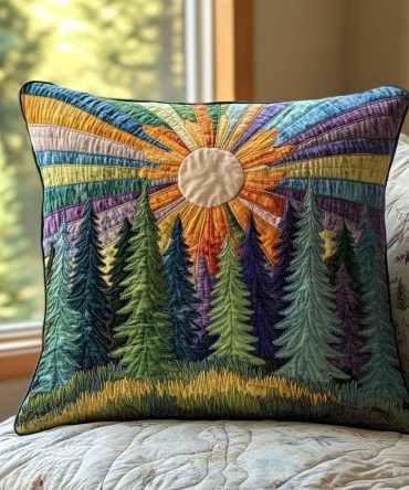 Evergreen Dreams Quilted Pillowcase, Evergreen Tree Pattern Decorative Pillow Cover For Year-Round Cozy Decor, Durable Cotton-Blend Finish