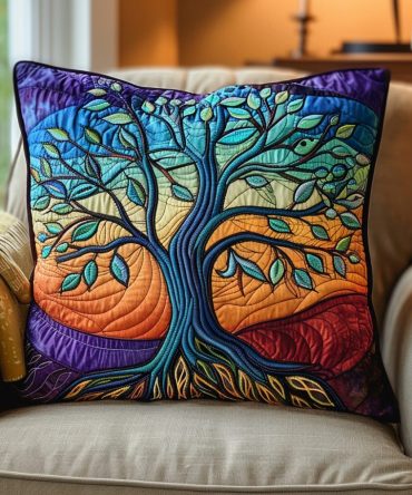 Everlife Tree Quilted Decorative Pillow Cover — Evergreen Tree Motif Throw Pillow Case For Timeless Home Style & Cozy Living