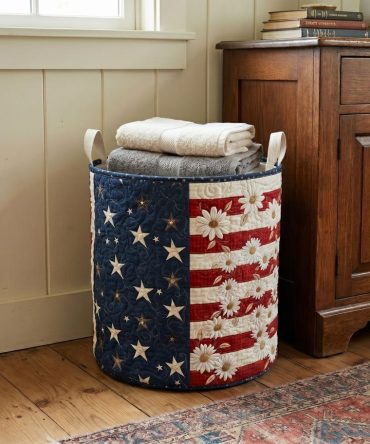 Executive Patriot Edition Quilted Laundry Hamper — Premium Fabric Storage Basket For Home Office, Dorms & Gift Giving