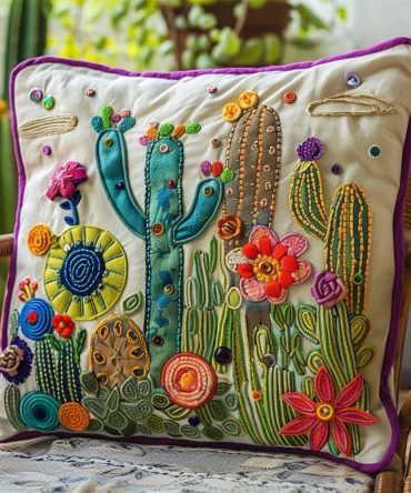 Exquisite Desert Cactus Quilted Pillow Cover — Premium Textured Throw Pillowcase For Modern Rustic & Southwestern Room Styling