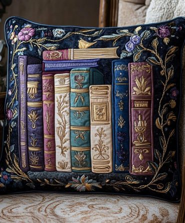 Designer Quilted Bloom Pillow Cover - Illustrated Floral Pillowcase For Bed, Sofa & Accent Cushions, Durable Cotton Finish