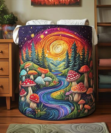 Enchanted Fairy Forest Quilted Laundry Hamper - Whimsical Foldable Storage Basket For Kids' Rooms & Magical Decor