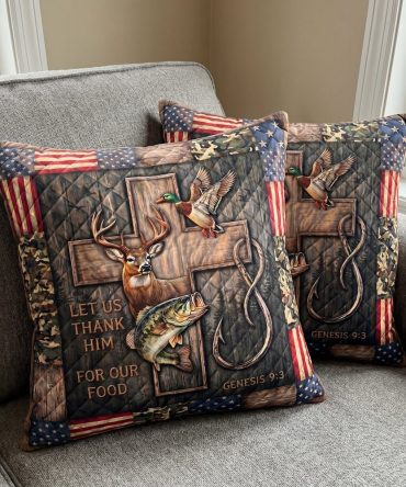 Faith & Field Quilted Pillow Cover — Inspirational Rustic Decorative Throw For Farmhouse, Church, Country Bedroom & Cozy Living Areas