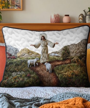 Faith Embrace Quilted Pillow Cover — Inspirational Quilted Decorative Pillowcase With Elegant Embroidery, Gift-Ready For Home & Church