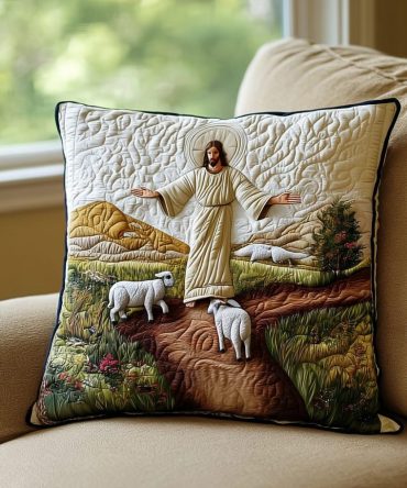 Faith Embrace Quilted Pillow Cover — Inspirational Motif Decorative Sham For Serene Bedrooms, Prayer Corners & Peaceful Living Spaces