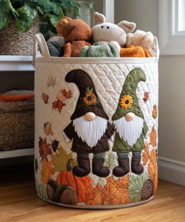 Fall Breeze Fellow Quilted Laundry Hamper — Cozy Seasonal Fabric Storage Basket, Collapsible & Washable Organizer With Sturdy Carry Handles