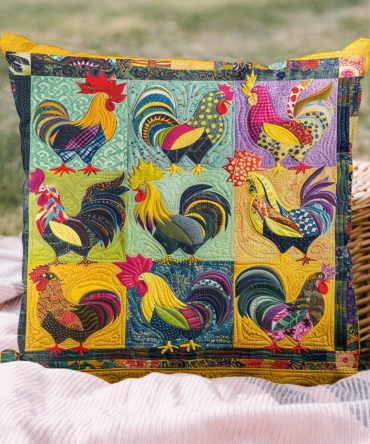 Farmhouse Fiesta Quilted Pillow Cover — Bright Country Throw Pillow For Sofa & Patio, Durable Quilted Accent In Warm Tones