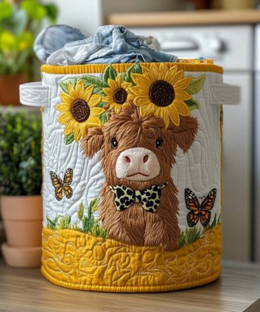 Farmstead Spirit Quilted Laundry Hamper — Rustic Quilted Fabric Basket With Handles, Foldable Home Storage For Cozy Farmhouse Décor