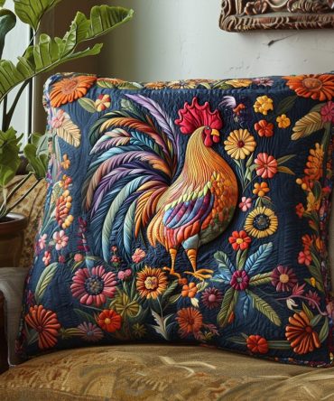 Farmyard Fancy Quilted Pillow Cover, Whimsical Barnyard Print, Cotton-Blend Accent Sham For Cozy Country Decor, Machine Washable