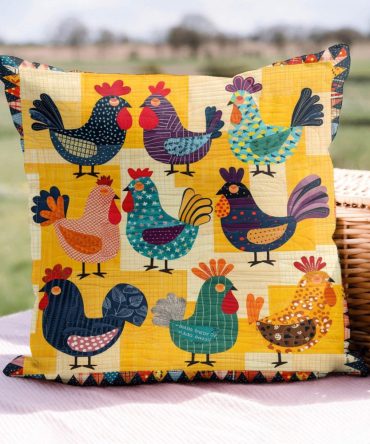 Farmyard Friends Quilted Pillow Cover — Adorable Animal Farm Throw For Kids Room & Nursery, Soft Quilted Accent Pillowcase