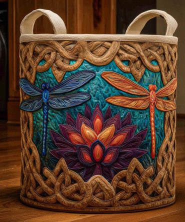 Lightweight Quilted Laundry Hamper — Fast Nymph Pattern , Foldable Fabric Basket, Decorative Laundry Storage With Comfortable Handles