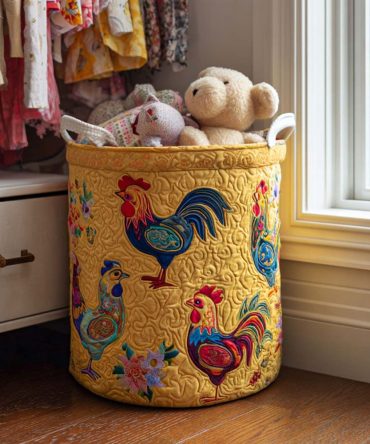 Feather Friends Quilted Fabric Laundry Hamper — Decorative Collapsible Basket With Reinforced Base For Easy Sorting & Stylish Home Organization