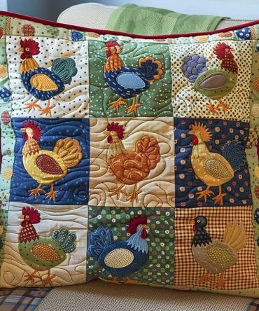 Soft Feathered Dreams Quilted Pillow Cover — Airy Bird Motif Decorative Throw Cushion For Nursery, Bedroom & Living Spaces