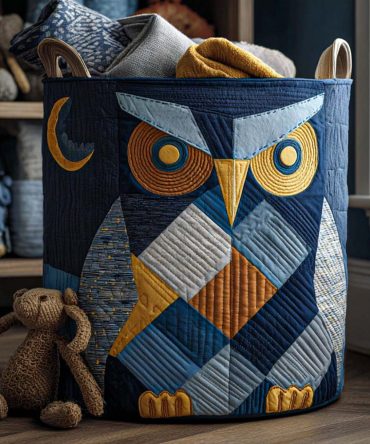 Feathered Friend Quilted Laundry Hamper — Lightweight Collapsible Laundry Basket With Durable Handles, Easy-Care Fabric & Modern Accent
