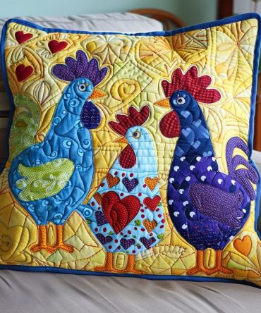 Feathered Friend Quilted Pillow Cover — Charming Bird-Themed Decorative Pillowcase, Soft Cotton-Blend, Textured Accent For Sofas & Beds