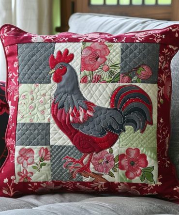 Feathered Haven Quilted Pillow Cover — Luxe Soft Cotton-Blend Decorative Pillowcase With Subtle Bird Pattern, Textured Comfort For Rustic & Modern Homes