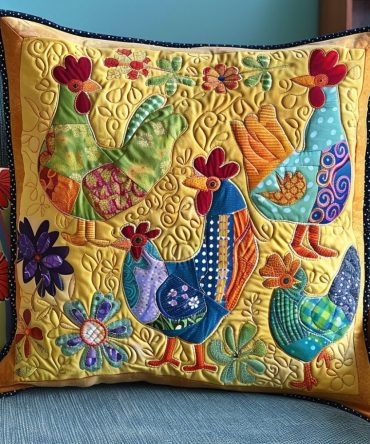 Feathered Nap Quilted Pillow Cover — Soft Decorative Pillowcase With Delicate Avian Motif, Cotton-Blend, Durable Stitched Texture For Cozy Homes