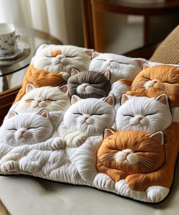 Feline Siesta Quilted Pillowcase — Playful Cat Motif Decorative Pillow Cover, Cozy Cat-Lover Accent For Sofa, Bed & Pet Spaces, Soft Quilted Fabric