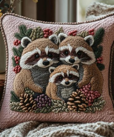 Fern & Fur Quilted Accent Pillow Cover — Luxurious Nature-Inspired Decorative Throw For Cozy Living Room And Bedroom Style