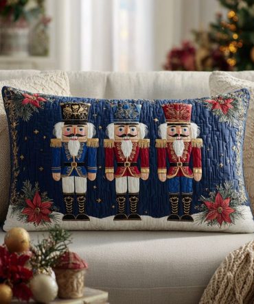 Festive Sentinel Quilted Holiday Pillow Cover — Luxury Decorative Christmas Throw Pillowcase For Bed & Sofa, Soft & Machine-Washable