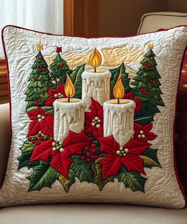 Festive Flames Quilted Pillow Cover — Cozy Flame Motif Quilted Throw Pillowcase For Bold Holiday Statements & Warm Seasonal Styling