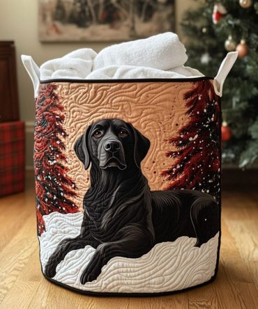 Festive Lab Quilted Laundry Hamper — Labrador Print Foldable Laundry Basket, Durable Holiday Pet-Themed Storage For Home