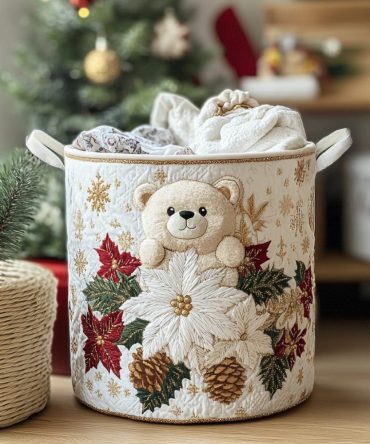 Festive Magic Quilted Laundry Hamper — Collapsible Holiday Laundry Basket With Handles, Decorative Storage For Seasonal & Everyday Use
