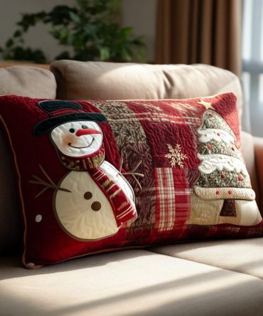 Festive Nights Quilted Pillow Cover — Cozy Holiday Throw Pillowcase With Warm Tones For Christmas Living Room & Seasonal Bedroom Styling