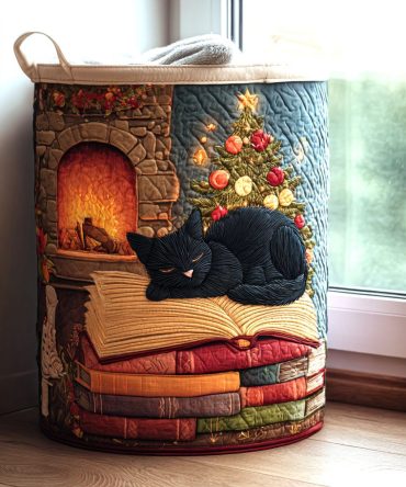 Festive Slumber Quilted Laundry Hamper — Holiday Patterned Collapsible Laundry Basket With Durable Handles For Seasonal Room Decor & Easy Storage