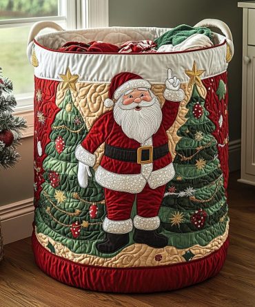 Festive Spirit Quilted Laundry Hamper — Cheerful Seasonal Fabric Laundry Basket With Roomy Interior, Reinforced Base, Sturdy Handles And Decorative Holiday-Ready Design