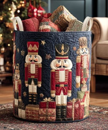 Festive Watchers Quilted Holiday Laundry Hamper – Cheerful Festive Bird Print Foldable Basket For Seasonal Home Decor & Gifts