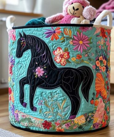 Field Spirit Quilted Laundry Hamper — Botanical Quilted Storage Basket, Large Foldable Laundry Organizer For Towels, Linens & Toys