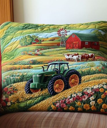 Field Of Dreams Quilted Decorative Pillow Cover — Soft Cotton-Blend Throw Pillowcase For Bedroom, Boho & Farmhouse Style