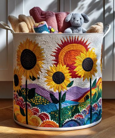 Fields Of Light Quilted Laundry Hamper — Luminous Meadow-Inspired Foldable Fabric Laundry Basket With Reinforced Support, Comfy Handles And Decorative Storage Flair