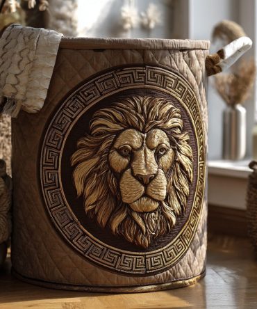 Heavy-Duty Quilted Laundry Hamper — Fierce Crown Pattern, Foldable Durable Fabric Bin With Reinforced Handles