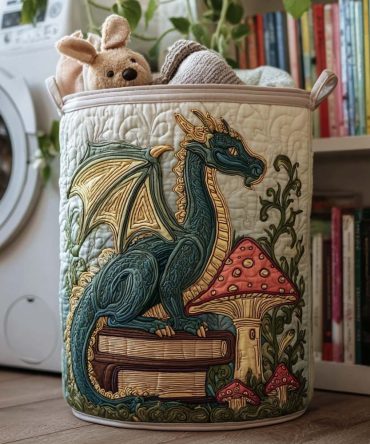 Fiery Path Quilted Laundry Hamper — Bold Flame Pattern Fabric Storage Bin With Handles, Collapsible Home & Dorm Organizer