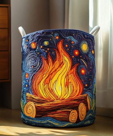 Fire Glow Quilted Laundry Hamper — Warm-Toned Foldable Basket With Heavy-Duty Handles, Durable Quilting & Machine-Friendly Liner