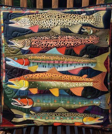 Fishing Paradise Quilted Pillow Cover — Scenic Angler Throw Pillowcase For Lake House & Cabin Decor, Soft Cotton Blend