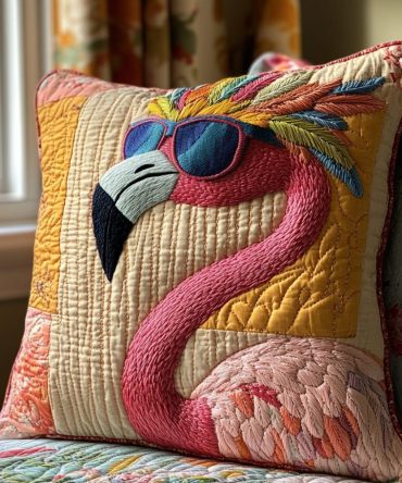 Flamingo Glow Quilted Decorative Pillowcase – Bright Tropical Flamingo Sham With Quilted Texture, Vibrant Accent For Indoor Spaces