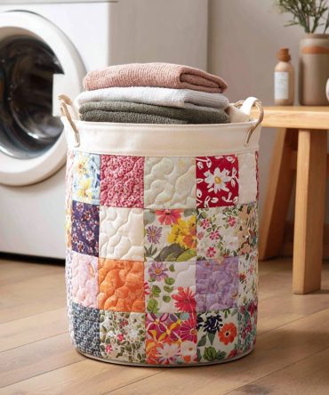 Flora Floral Quilted Laundry Hamper – Collapsible Large-Capacity Fabric Basket With Pretty Bloom Print & Comfortable Carry Handles For Home