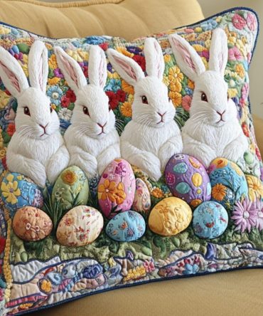 Floral Easter Parade Quilted Pillow Cover - Spring Floral Decorative Throw Pillowcase For Seasonal Home Refresh