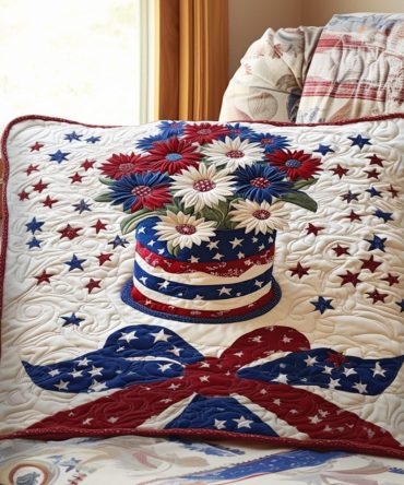 Floral Freedom Quilted Pillowcase - Vintage Floral Throw Pillow Cover, Soft Quilted Bedding Accent For Cottage, Boho & Farmhouse Rooms