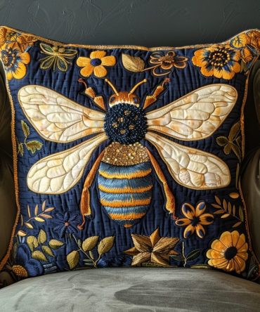 Floral Nectar Quilted Accent Pillow Cover – Botanical Decorative Pillowcase With Soft Cotton-Blend Quilting, Reversible & Machine Washable