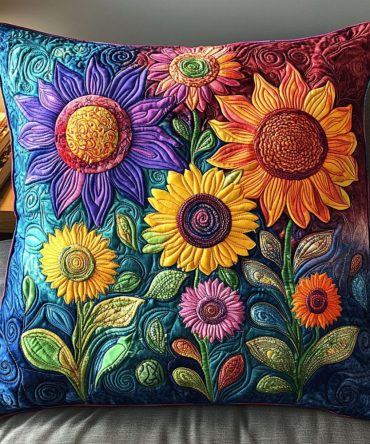 Dreamscape Floral Quilted Pillow Cover - Ethereal Flower Throw Pillow Case For Romantic Bedroom, Nursery & Boho Chic Decor